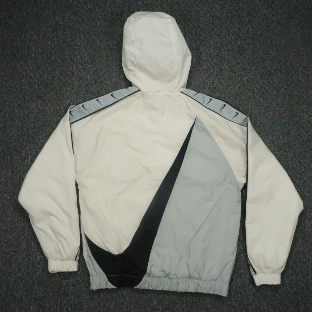 Nike Jacket Mens Small White NSW Big Swoosh Woven Pullover Jacket Windbreaker *
